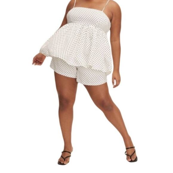 Kate Spade New York X Target Cream Black Mini Polka Dot Linen Baby Doll Tank Top - Picture 2 of 12